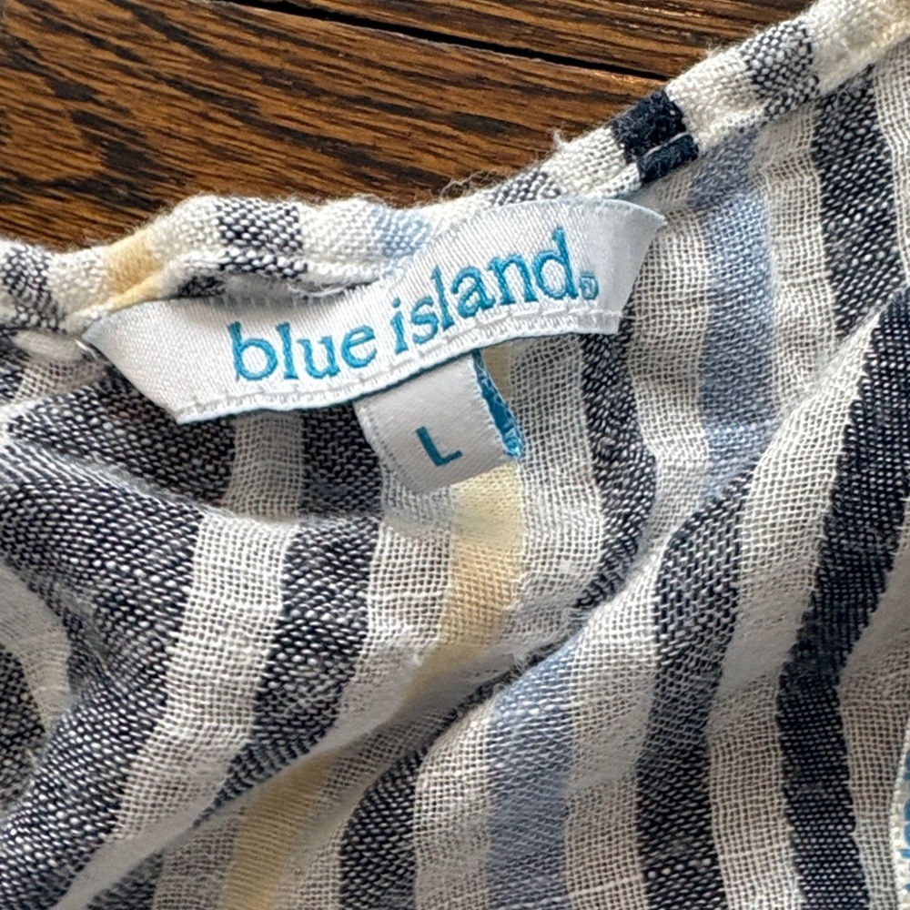 Blue Island Navy and Cream Striped Garment - Picture 2 of 3